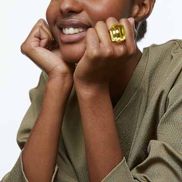 Bague cocktail Lucent Taille octogonale Jaune Swarovski