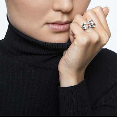 Millenia cocktail ring, Pear cut, White, Rhodium plated - Swarovski, 5609000