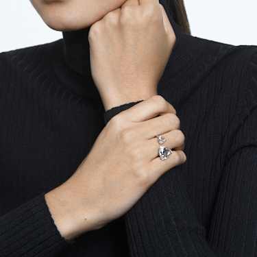 Odprt prstan Millenia, Triliantni rez, Bel, Prevleka iz rodija - Swarovski, 5609007