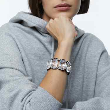 Harmonia cuff, Oversized floating crystals, White, Mixed metal finish - Swarovski, 5609663
