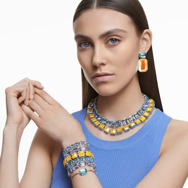 Millenia necklace, Square cut, Blue, Rhodium plated - Swarovski, 5609704