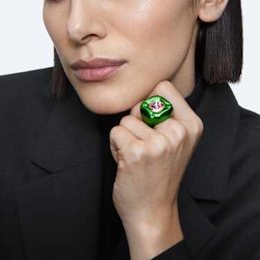 Koktajl prstan Dulcis, Blazinasti rez, Zelen - Swarovski, 5609724