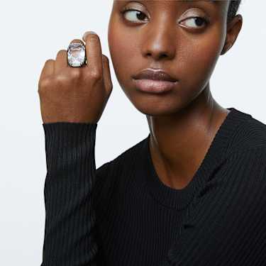 Koktajl prstan Harmonia, Velik kristal, Bel, Prevleka iz mešanih kovin - Swarovski, 5610343