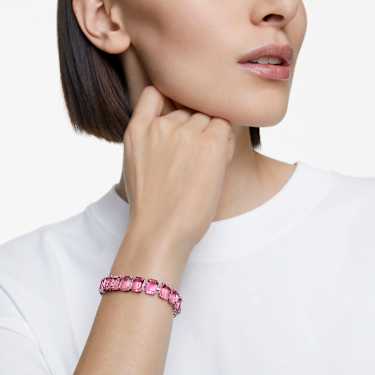 Matrix Tennis Armband, Oktagon-Schliff, Rosa, Rhodiniert - Swarovski, 5610363