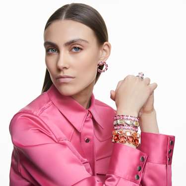 Matrix Tennis Armband, Oktagon-Schliff, Rosa, Rhodiniert - Swarovski, 5610363