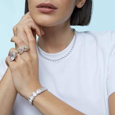 Koktajl prstan Mesmera, Triliantni rez, Bel, Prevleka iz rodija - Swarovski, 5610377