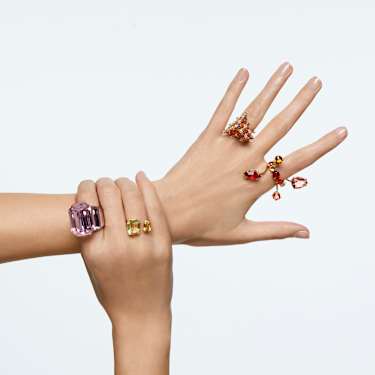 Millenia open ring, Octagon cut, Yellow, Gold-tone plated | Swarovski