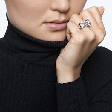 Millenia ring, Pear-slijpvorm, Wit, Rodium toplaag - Swarovski, 5610394