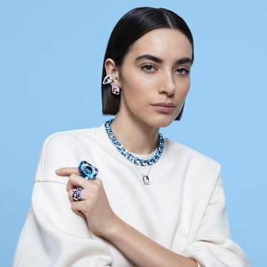 Curiosa cocktail ring, Triangle cut, Multicolored - Swarovski, 5610825