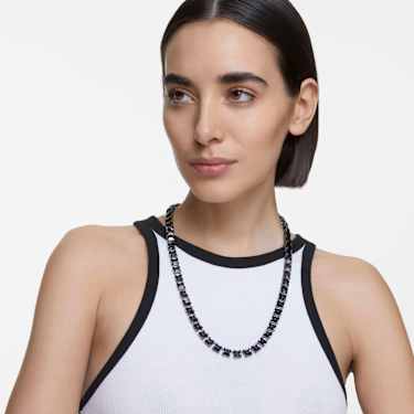Millenia necklace, Square cut, Grey, Ruthenium plated - Swarovski, 5612683