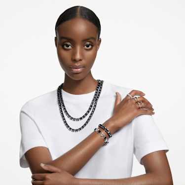 Millenia necklace, Square cut, Grey, Ruthenium plated - Swarovski, 5612683