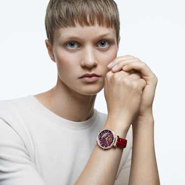 Passage Moon Phase watch Swiss Made Moon Leather strap Red