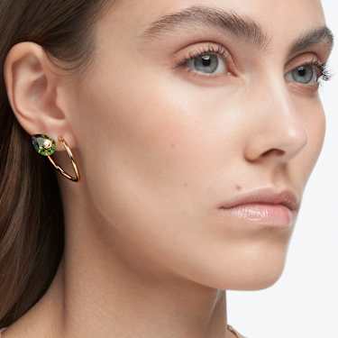 Numina Drop-Ohrhänger, Asymmetrisches Design, Verschiedene Schliffe, Grün, Goldlegierungsschicht - Swarovski, 5613541
