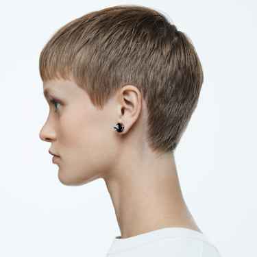 Clous d'oreilles Matrix, Taille pyramide, Grises, Métal plaqué ruthénium - Swarovski, 5613723