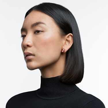 Clous d'oreilles Matrix, Taille pyramide, Roses, Placage de ton or - Swarovski, 5614062