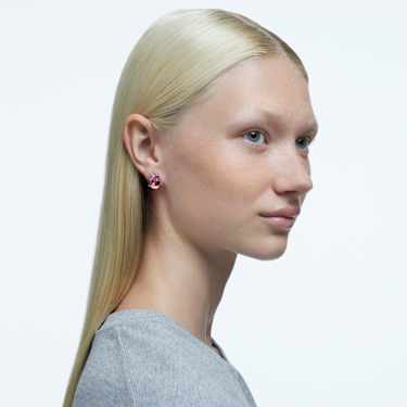 Gema stud earrings, Drop cut, Pink, Rhodium plated - Swarovski, 5614455