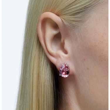 Gema Ohrstecker, Tropfenschliff, Rosa, Rhodiniert - Swarovski, 5614455