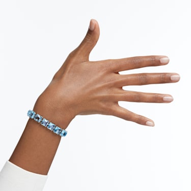 Millenia bracelet, Square cut, Medium, Blue, Rhodium plated - Swarovski, 5614924