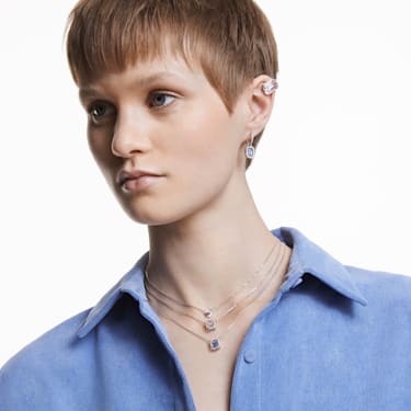 Millenia necklace, Octagon cut, Blue, Rhodium plated - Swarovski, 5614926