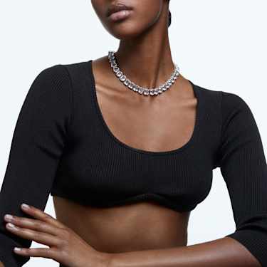 Millenia ketting, Octagon-slijpvorm, Wit, Rodium toplaag - Swarovski, 5614929