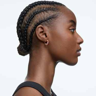 Matrix hoop earrings, Triangle cut, Small, Pink, Rose gold-tone plated - Swarovski, 5614930