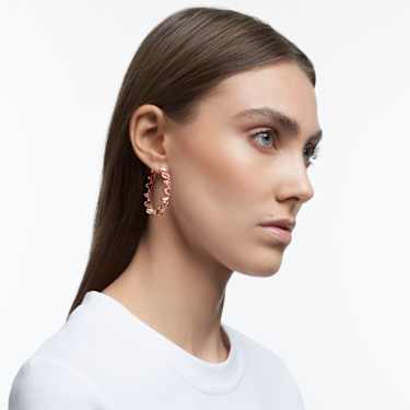 Matrix hoop earrings Triangle cut Pink Rose gold tone plated