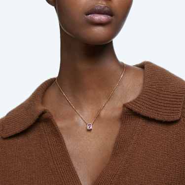 Una necklace, Octagon cut, Pink, Rose gold-tone plated - Swarovski, 5614933