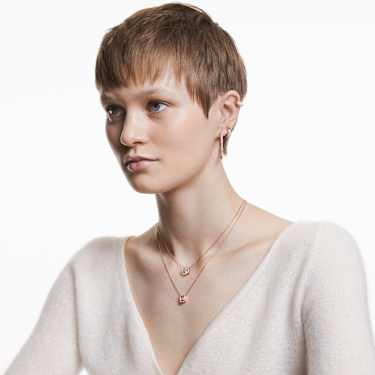 Colier Una, Tăietură octogonală, Roz, Placat cu nuanță roz-aurie - Swarovski, 5614933