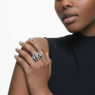 Hyperbola cocktail ring, Mixed cuts, Black, Rhodium plated - Swarovski, 5615322