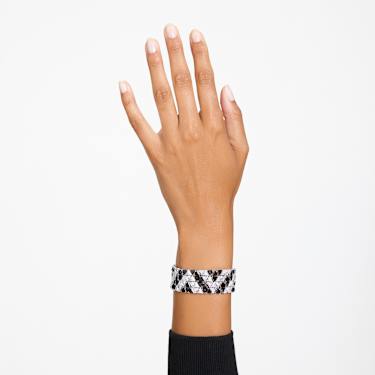 Matrix cuff, Triangle cut, Black, Rhodium plated - Swarovski, 5615325