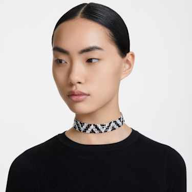 Matrix choker, Triangle cut, Black, Rhodium plated by SWAROVSKI