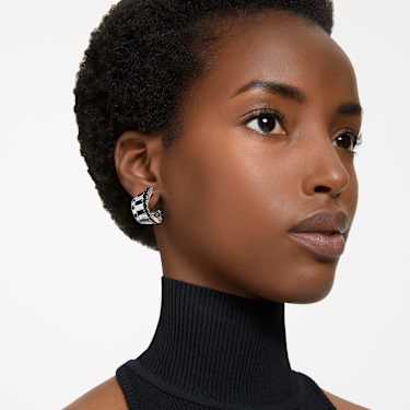 Manchettes d’oreilles Hyperbola, Tailles variées, Noires, Métal rhodié - Swarovski, 5615417