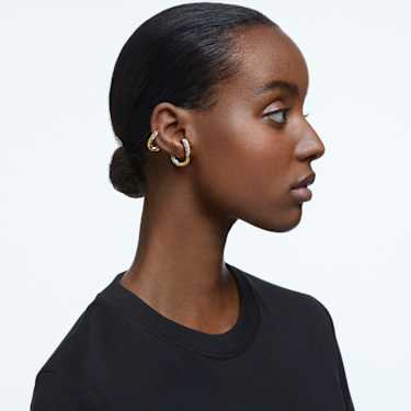 Cercei ear cuff Dextera, Set (2), Design asimetric, Alb, Placat cu auriu - Swarovski, 5615734