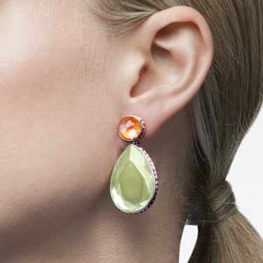Chroma clip earrings, Asymmetrical design, Drop cut, Multicolored, Rhodium plated - Swarovski, 5616019