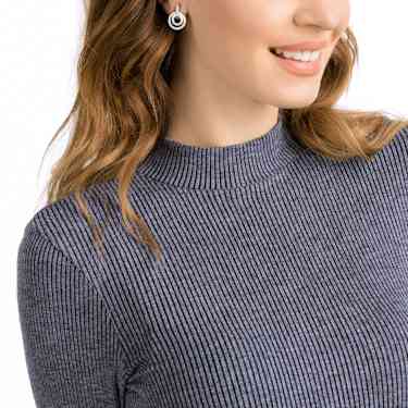 Circle hoop earrings, Round shape, White, Rhodium plated - Swarovski, 5616265