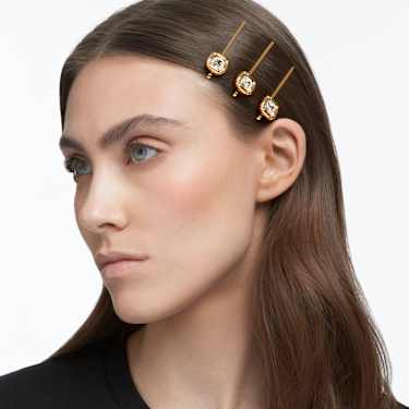 Hair pin, Set (3), Cushion cut, Gold tone, Gold-tone plated - Swarovski, 5616848