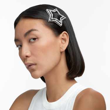 【良好品】 Hair clip, Set (3), Star, White, Rhodium plated | Swarovski アクセサリー
