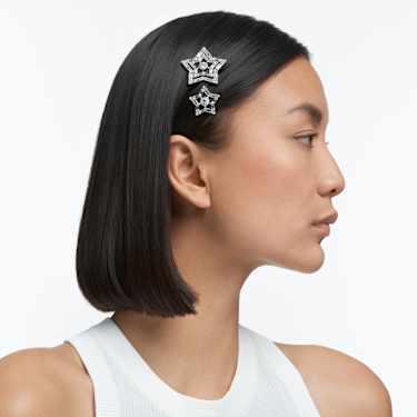 Attache de cheveux, Parure (3), Étoile, Blanche, Métal rhodié - Swarovski, 5617760
