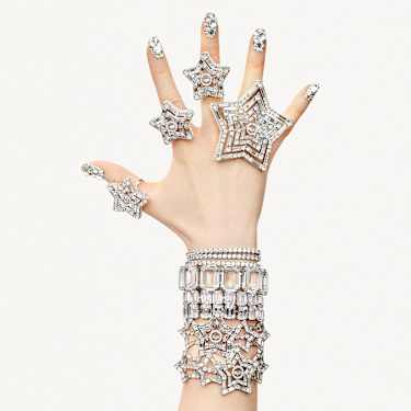 Zapestnica Stella, Mešani rezi, Zvezda, Velika, Bela, Prevleka iz rodija - Swarovski, 5617880