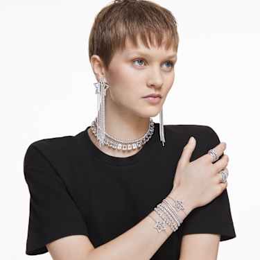 Brățară Stella, Tăieturi mixte, Stea, Alb, Placat cu rodiu - Swarovski, 5617881