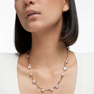 Constella 项链, 混合式圆形切割, 白色, 镀金色调 - Swarovski, 5618033