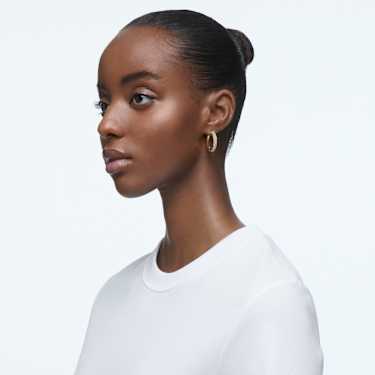 Dextera hoop earrings, Medium, White, Gold-tone plated - Swarovski, 5618305