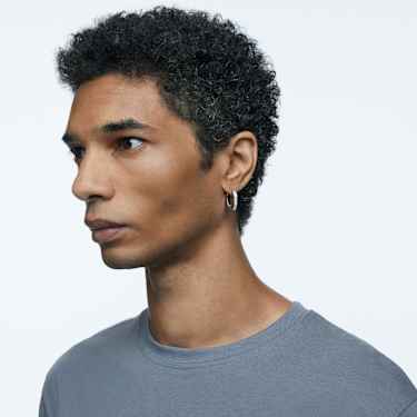 Anneaux d'oreilles Dextera, Forme octogonale, Petites, Blanches, Métal rhodié - Swarovski, 5618307