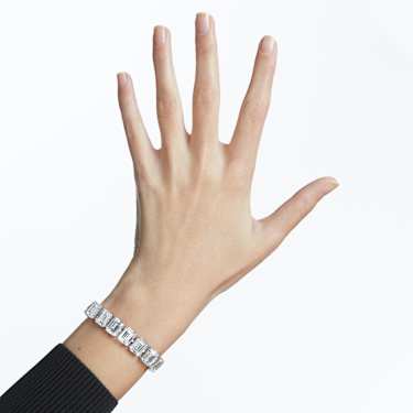 Matrix Tennis bracelet, Octagon cut, White - Swarovski, 5618699