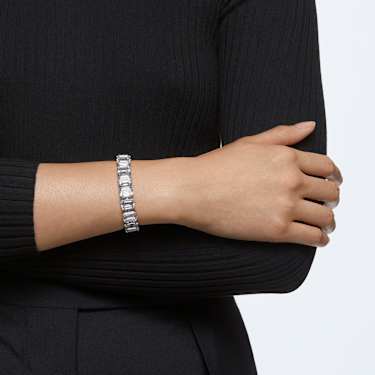 Matrix Tennis bracelet, Octagon cut, White - Swarovski, 5618699
