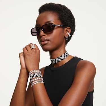 Matrix Tennis bracelet, Octagon cut, White - Swarovski, 5618699
