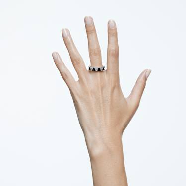 Matrix cocktail ring, Triangle cut, Black, Rhodium plated by SWAROVSKI