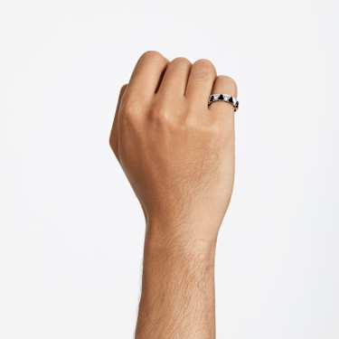 Anillo de cóctel Matrix, Talla triangular, Negro, Baño de rodio - Swarovski, 5619153
