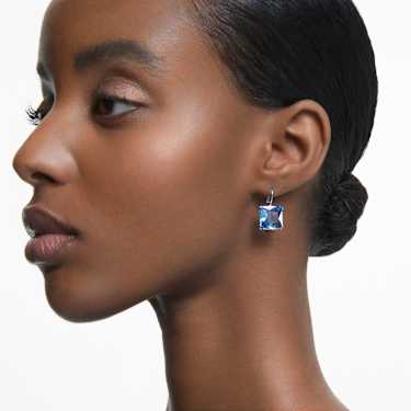 Millenia Drop-Ohrhänger, Kissenschliff, Blau, Rhodiniert - Swarovski, 5619472