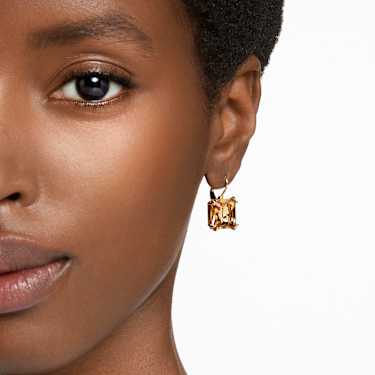 Millenia drop earrings, Square cut, Brown, Gold-tone plated - Swarovski, 5619494